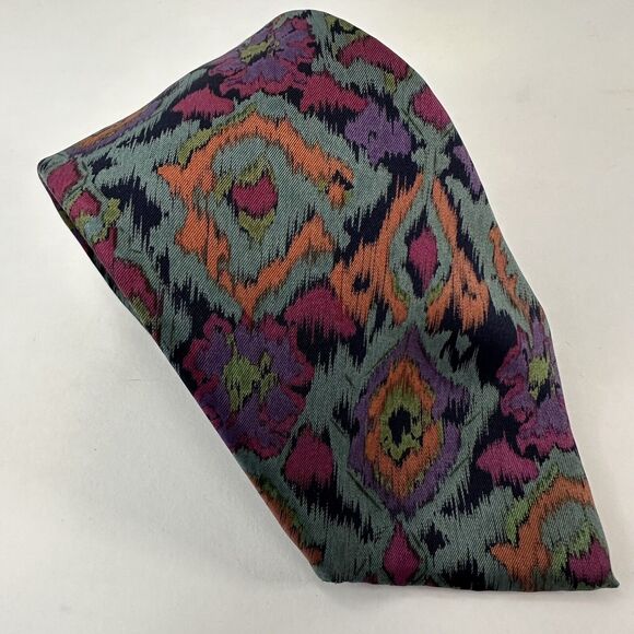 Muliti Color Men's Neck Tie Unbranded Gray w/Pink/Purple/Orange/Black Abstract - Picture 8 of 9